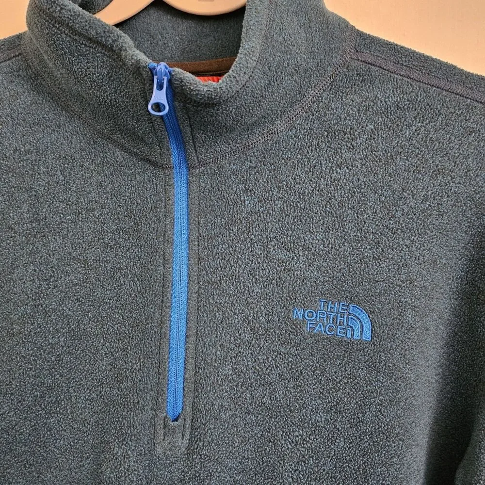 The North Face Sweater Mens Large Blue 1/4 Zip Fleece Mock Neck Outdoor Hiking